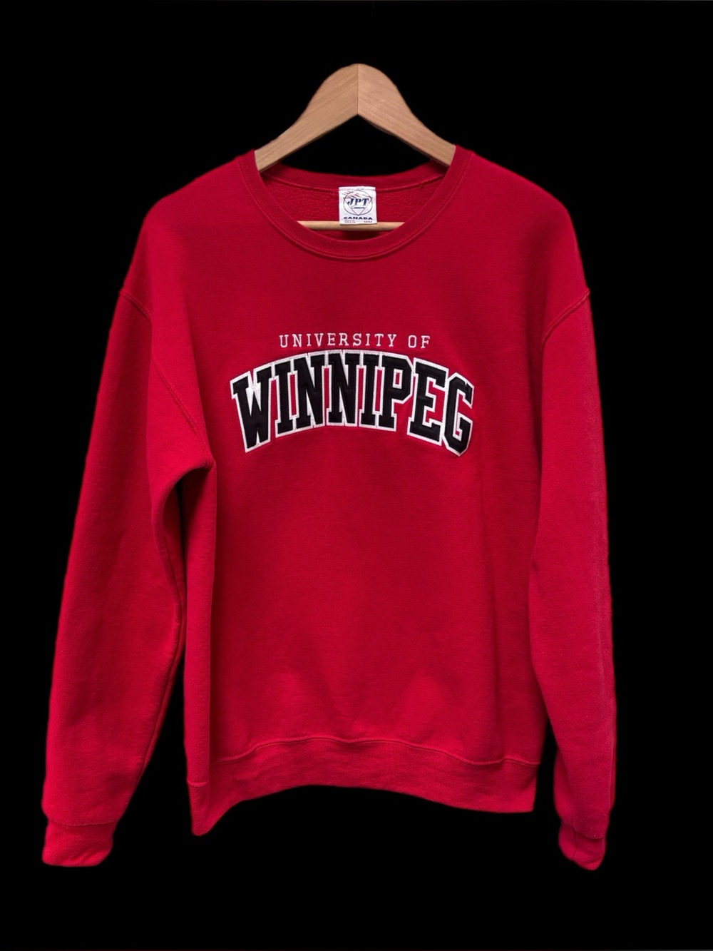Red University of Winnipeg Embroidery & Satin Letters Crewneck Sweatshirt